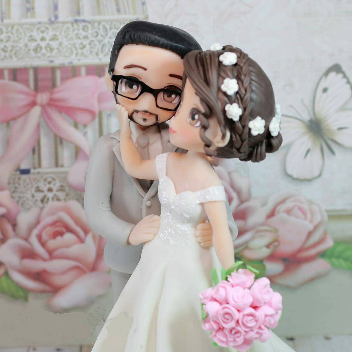 Wedding Cake Topper Bride and Groom Personalized Cake Topper Etsy