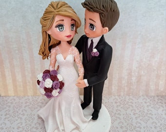 Bride and groom cake topper for wedding, custom wedding cake topper, cake topper bride and groom, personalized cake topper for Brunella.