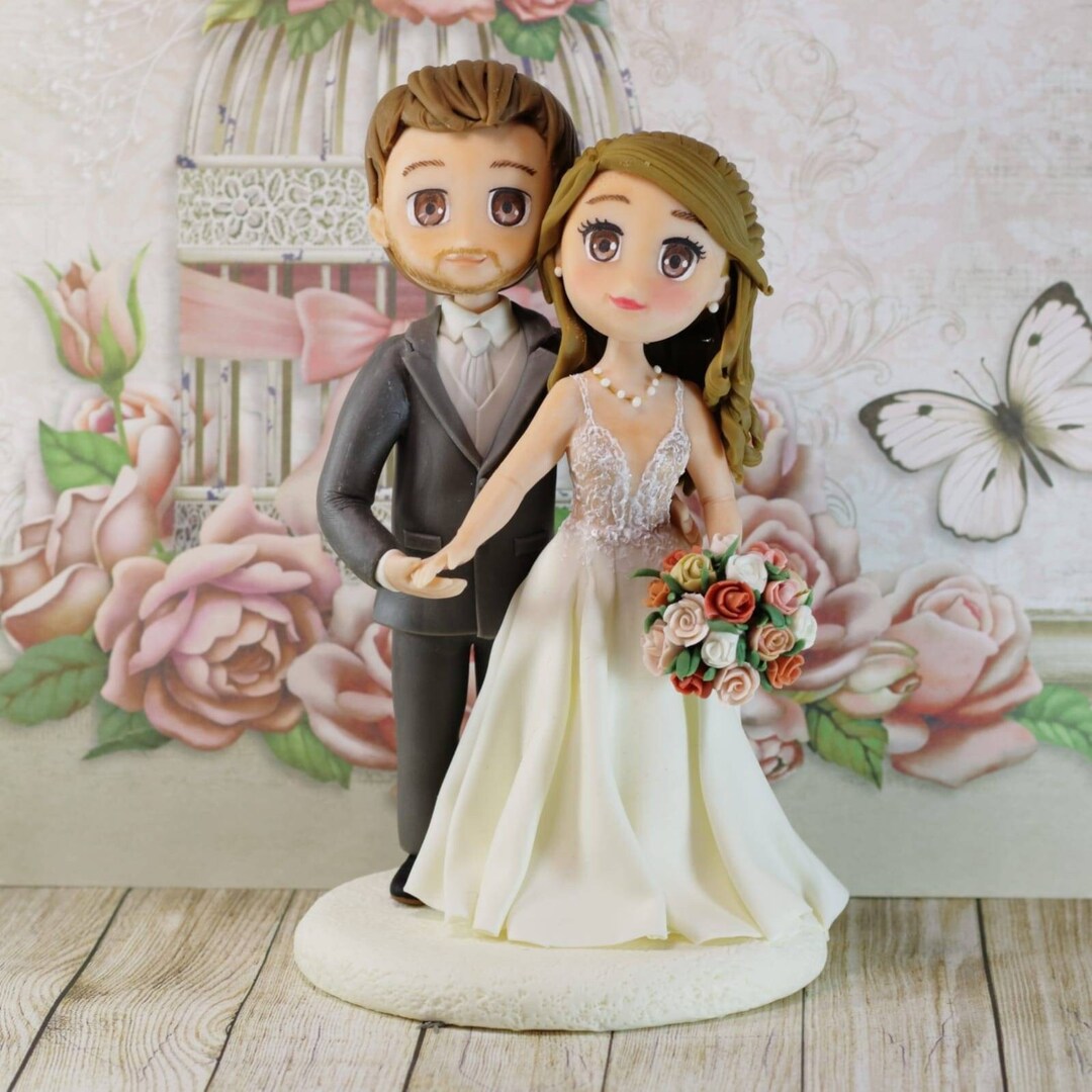 Wedding Cake Topper Bride and Groom Personalized Cake Topper Etsy