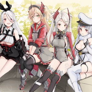 Azurlane German Cruisers (Prinz Eugen, Prinz Heinrich, Admiral Hipper and Tallinn) Fanart A4 Print