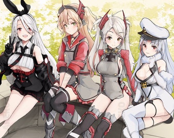 Incrociatori tedeschi Azurlane (Prinz Eugen, Prinz Heinrich, Admiral Hipper e Tallinn) Stampa Fanart A4