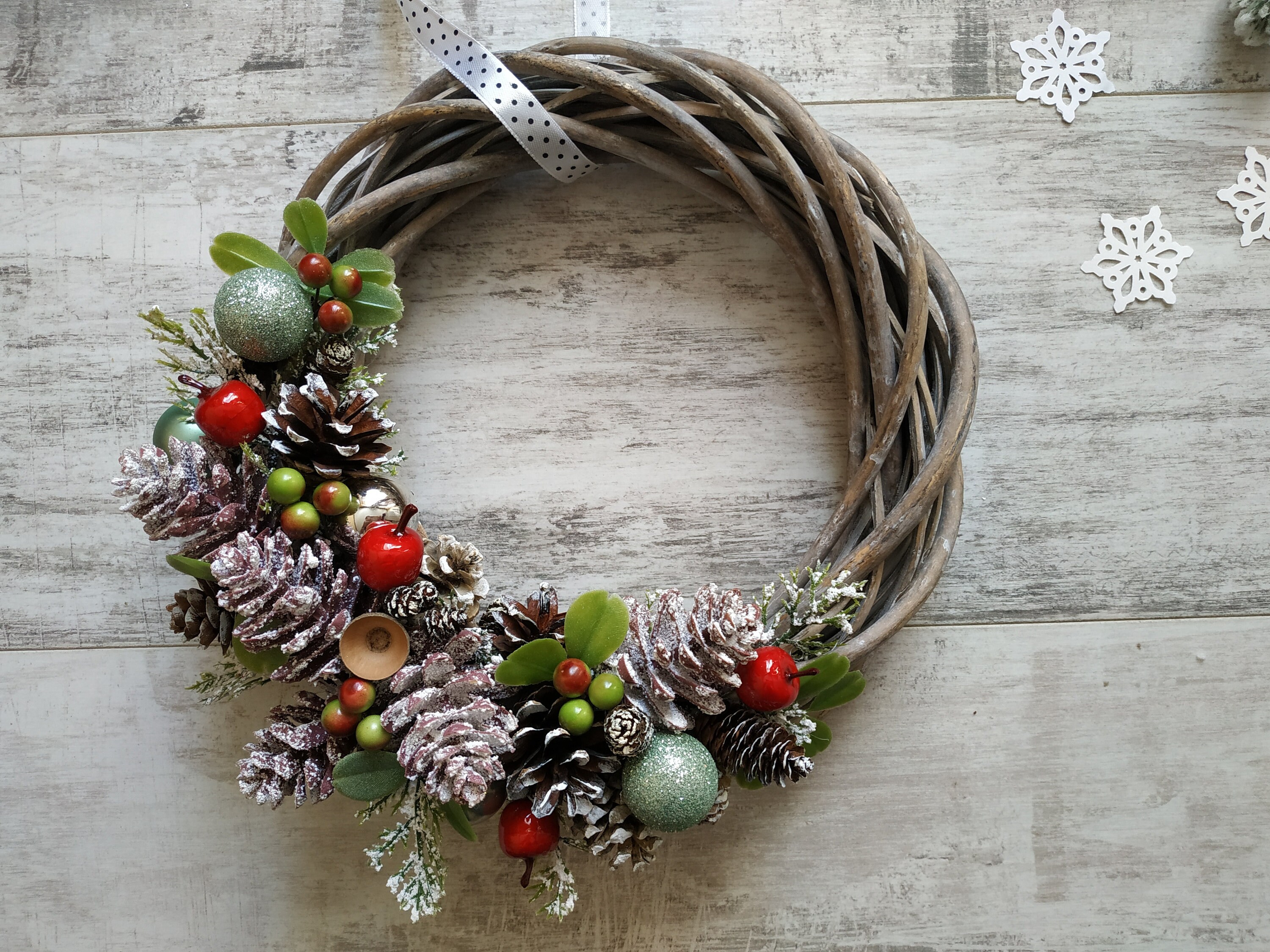 Christmas Rattan Wreath for Front Door Half Wreath Etsy