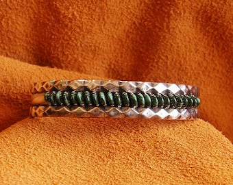 Small Malachite Needlepoint Bracelet by Irma and Octavius Seowtewa, Zuni