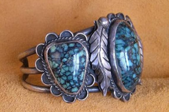 c. 1960 Three-Stone, Denali Turquoise Bracelet - … - image 4