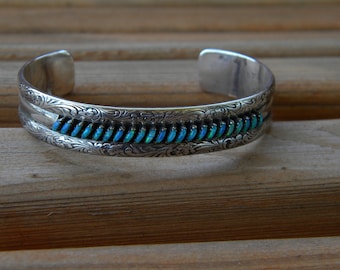 Small Lab-Created Opal Needlepoint Bracelet by Irma and Octavius Seowtewa, Zuni