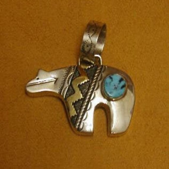 Spirit Bear Pendant with Turquoise and 