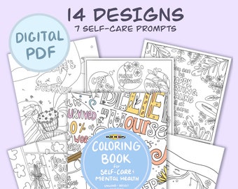 Coloring Book for Self Care and Mental Health | Self-Care Journal | Adult Coloring Book | Workbook | Self Love | PDF DIGITAL DOWNLOAD
