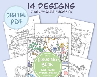 Coloring Book for Self Care and Mental Health Vol. 2 | Self-Care Journal | Adult Coloring Book | Workbook | Activity Book | DIGITAL COPY