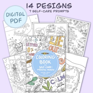 Coloring Book for Self Care and Mental Health | Self-Care Journal | Adult Coloring Book | Workbook | Self Love | PDF DIGITAL DOWNLOAD