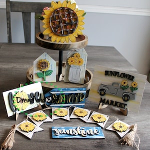 Sunflower Tiered Tray Decor