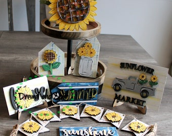 Sunflower Tiered Tray Decor Summer Mini Signs Tiered Tray Decor ...
