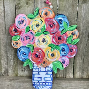 Spring Door Hanger - Summer Door Hanger - Spring Decor - Spring Door Decor - Summer Door Decor - Chinoiserie Decor-Floral Door Hanger