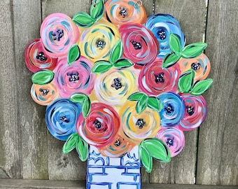 Spring Door Hanger - Summer Door Hanger - Spring Decor - Spring Door Decor - Summer Door Decor - Chinoiserie Decor-Floral Door Hanger