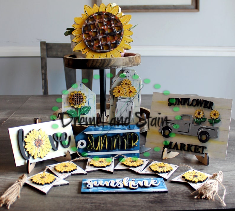 Sunflower Tiered Tray Decor - Etsy