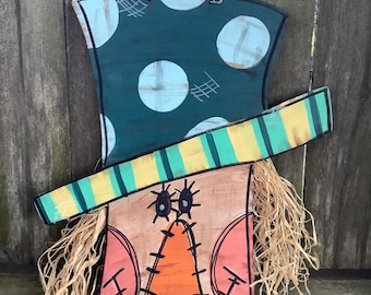 Fall Door Hanger - Pumpkin Door Decor - Autumn Door Sign - Thanksgiving Door Hanger - Fall Wreath - scarecrow door hanger