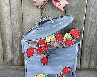 Crawfish Boil Door Hanger | Louisiana Style Painted Wood Sign