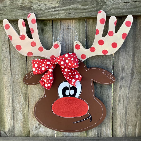 Reindeer Door  Hanger | Christmas Door Hanger | ready to ship | Merry Christmas  | Winter Decor | Door Hanger
