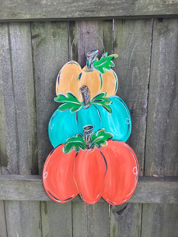 Triple Pumpkin Fall Door Hanger | Colorful Autumn Decor