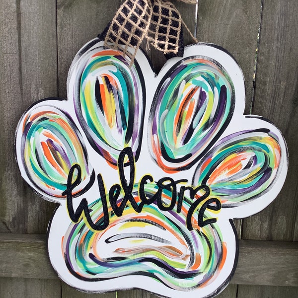 Dog Door Hanger for front door | Paw Print | door hanger | Dog Decor