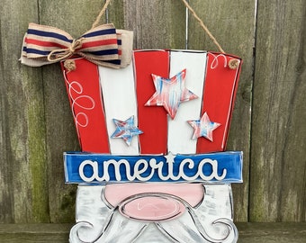 Summer patriotic door hanger|Sunflower Door Hanger