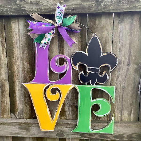 Mardi Gras Door Hanger | Mardi Gras Decor | Mardi Gras Wreath | Carnival | Door Hanger | New Orleans