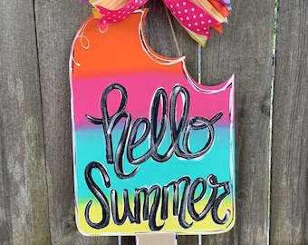 Summer door hanger | Popsicle door hanger | Hello Summer Door Hanger | Summertime Door Hanger | Popsicle door sign | hello Summer sign
