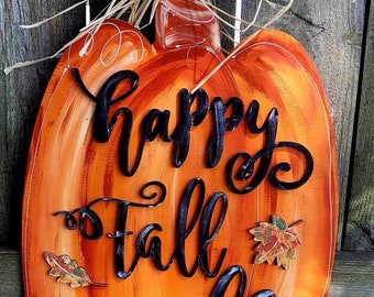 Hand Painted Fall Pumpkin Door Hanger | Autumn Decor