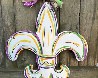 Mardi Gras Fleur de Lis Door Hanger | Carnival Decor