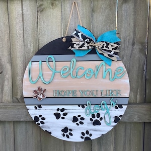 Dog door hanger - Dog Porch Sign - Dog Wreath for Front Door