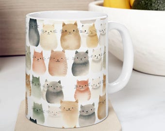 Whimsical Cats Mug Gift for Cat Lovers, Cat Coffee Mug, Cat Mug, Cat Owner Gift, Cozy Cat Mug