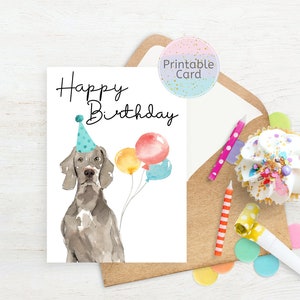 Weimaraner Geburtstagskarte, Geburtstagskarte vom Hund, Karte für Hundepapa, Karte für Hundemama, vom Hund, Haustierkarte - Digital Download