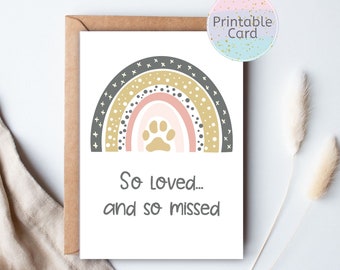 Pet sympathy card Printable,Pet Condolence card,Pet Sympathy, Sympathy Card, Loss of Dog,Loss of Cat, Paw Print-INSTANT DOWNLOAD