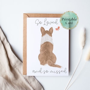 Hund Beileid Karte zum Ausdrucken, Beileid, Karte zum Ausdrucken, Beileid, Karte für den Verlust von Hund, Welsh Corgis, Trauerkarte - INSTANT DOWNLOAD