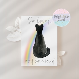 Cat Sympathy Card Printable, Pet Condolence Card, Pet Sympathy, Loss of Cat, Death of Pet, Instant Download