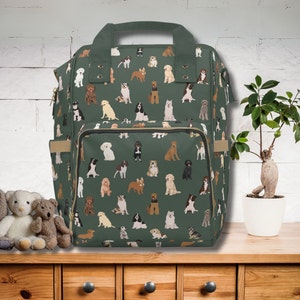 Sac à dos à dos motif chien, Couche sur le thème des chiens, Sac à dos sur le thème des chiens, Cadeau pour propriétaire de chien, Cadeau pour propriétaire d'animal de compagnie, Sac à dos pour cartable