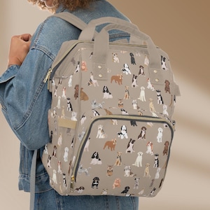 Dog Breeds Pattern Backpack, Dog lovers Gift, School Backpack, Dog Print Bag,Cute Dog Backpack