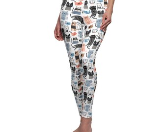 Cute Face Cat Womens Printed Yoga Pants High Waisted Workout Leggings