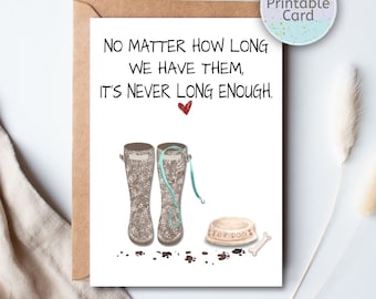 Pet sympathy card Printable, Pet Condolence card, Pet Sympathy, Dog Sympathy Card, Loss of Dog, Watercolor Paw Prints-INSTANT DOWNLOAD