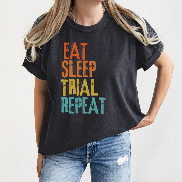 Eat Sleep Trial Repeat Shirt, Dog Agility, Barn Hunt, Lure Coursing, Field Trial, Dog Sports Shirt, Dog Competition Tee, Comfort Colors