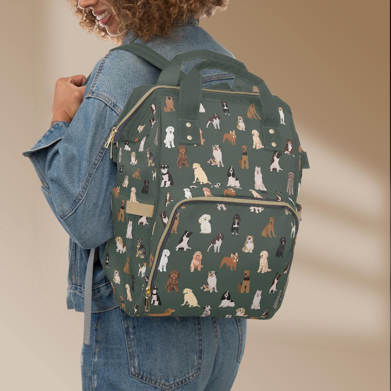 Dog Mom Gift Backpack, Dog Lover Backpack, Puppy Training Bag, Dog Print Backpack, Waterproof Dog Mom Bag, New Puppy Gift, Dog Lover Gift image 1
