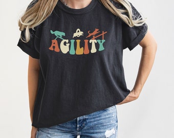Retro Dog Agility Shirt, Comfort Colors T Shirt, Dog Sports Shirt, Dog Owner Gift, Border Collie Gift, Dog Gift