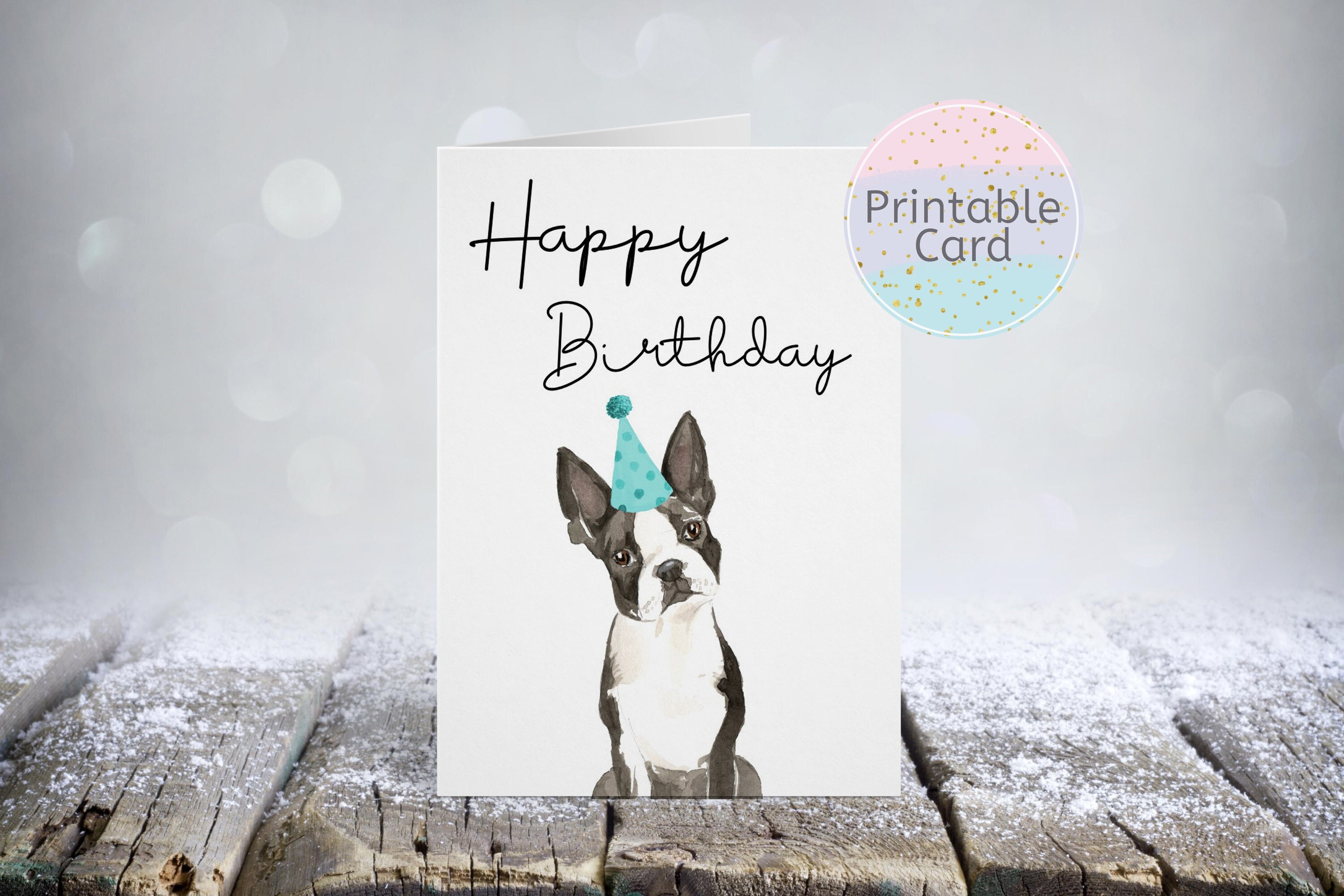 Tarjeta de cumpleaños de un Boston Terrier: Regalo divertido para amantes  de los perros (Descargar PDF) - Etsy México, image size:3000x2000