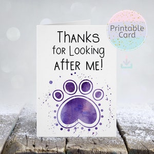 Pet Sitting Paw Print Thank You Card, Pet Thank You Card, Dog Thank You Card, Dog Card, Cat Card, Veterinarian Thank You, Digital Download