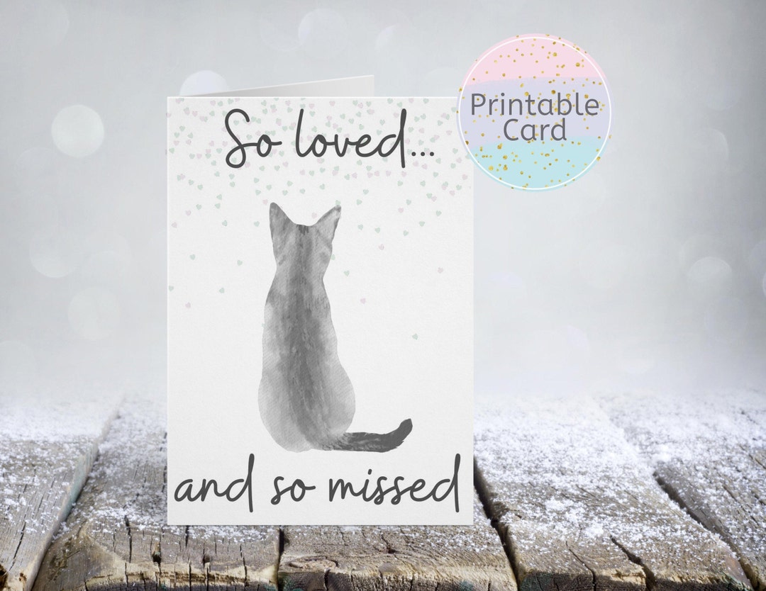 Cat Sympathy Card Printable, Pet Condolence Card, Pet Sympathy, Loss of ...
