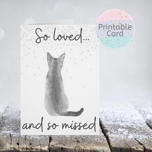 Carte de sympathie pour chat imprimable, carte de condoléances pour animal de compagnie, sympathie pour animal de compagnie, perte d'un chat, mort d'un animal de compagnie, téléchargement immédiat