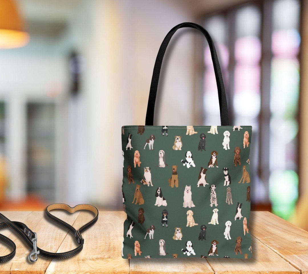 Cute Dog Print Tote Bag, Gift for Dog Lover, Pet Owner Gift, Grocery