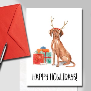 Vizsla Card, biglietto di Natale per cani, biglietto di auguri, biglietto di Natale, biglietti di Natale per cani, DOWNLOAD IMMEDIATO