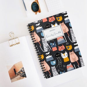 Personalized Cat Journal Notebook, Cat Journal, Cat Lover Gift, Spiral Notebook, Cat Planner, Soft Cover Journal, Custom Journal