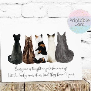 Pet sympathy card for cat death, Cat condolence card, Sympathy card loss of cat, Cat Sympathy Card , INSTANT DOWNLOAD