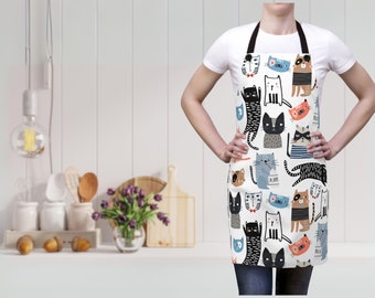 Cat Baking Apron, Baking Apron, Kitchen Apron, Chef Apron, Cooking Gift, Cat Lover Gift, BBQ Apron, Cat Owner Gift